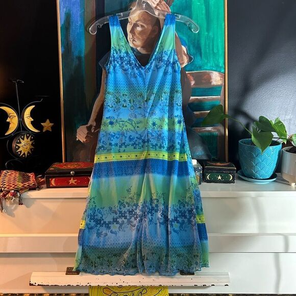 My Michelle Y2K Vibrant Blue and Green Midi Dress M - Picture 4 of 14